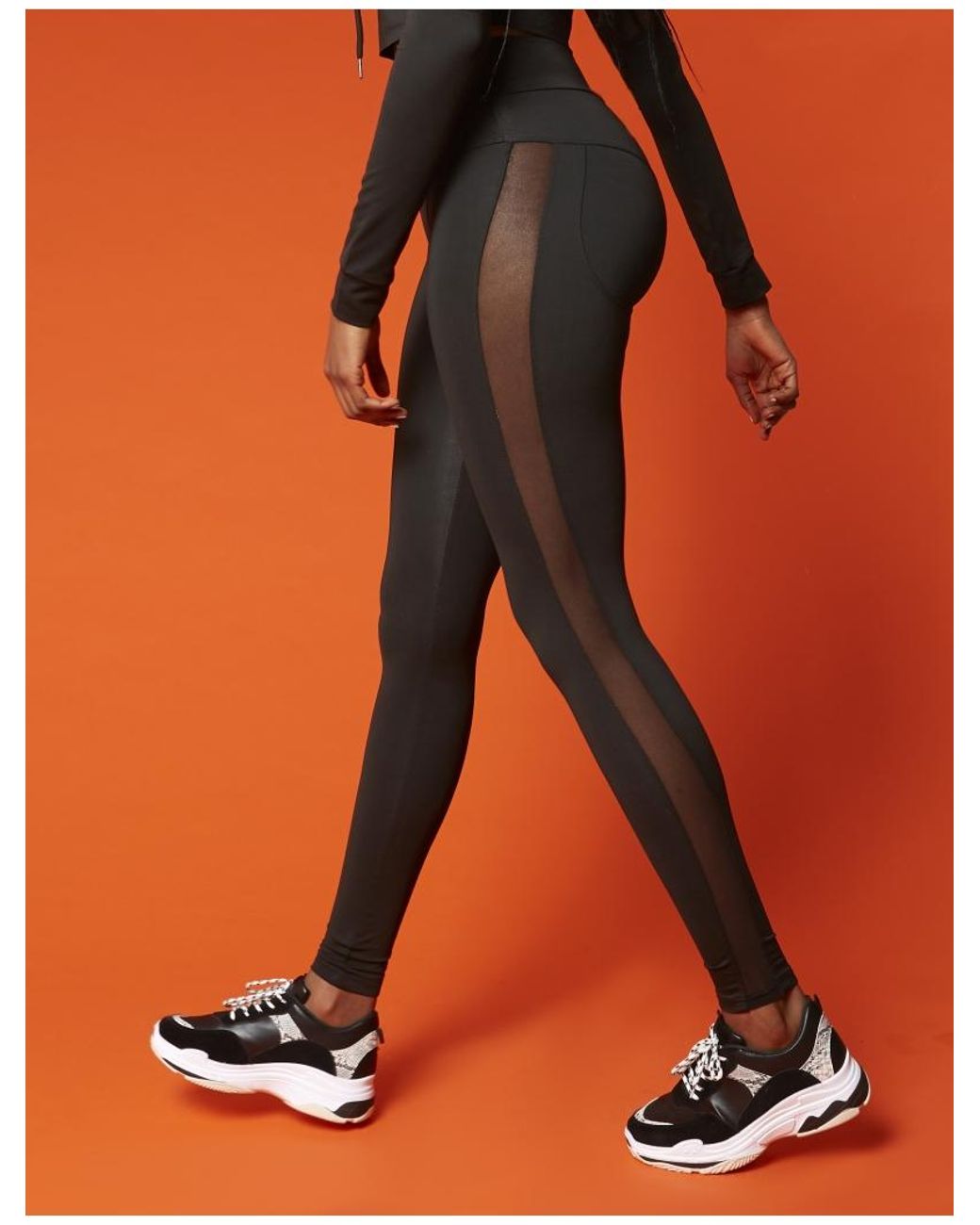 Black Mesh Side Panel Gym Leggings | Lyst