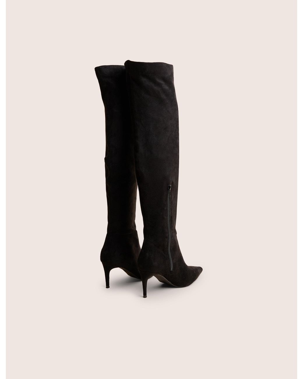 Public Desire Ellen Black Suedette Pointed Toe Over The Knee Boots