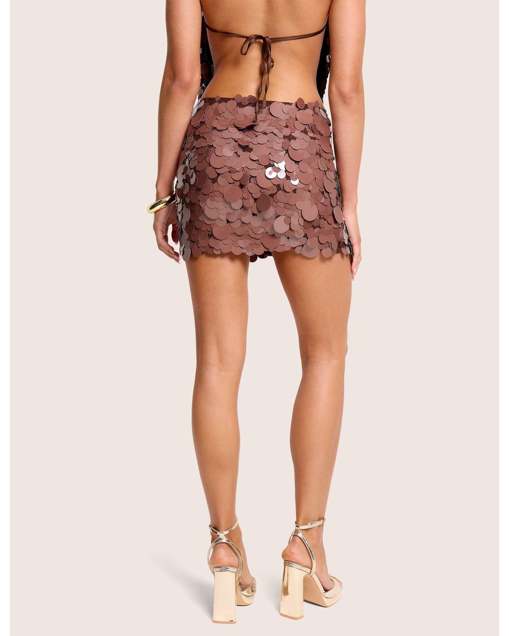 Public Desire Multicolor Large Disc Sequin Co Ord Mini Skirt Brown