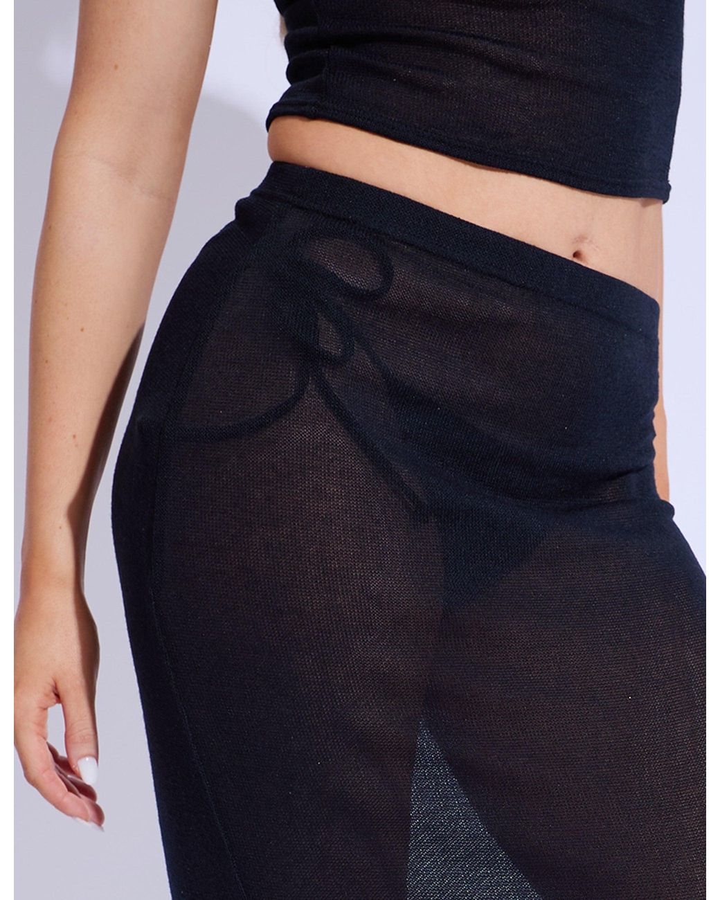 Public Desire Blue Fine Knit Maxi Skirt Co-ord Black
