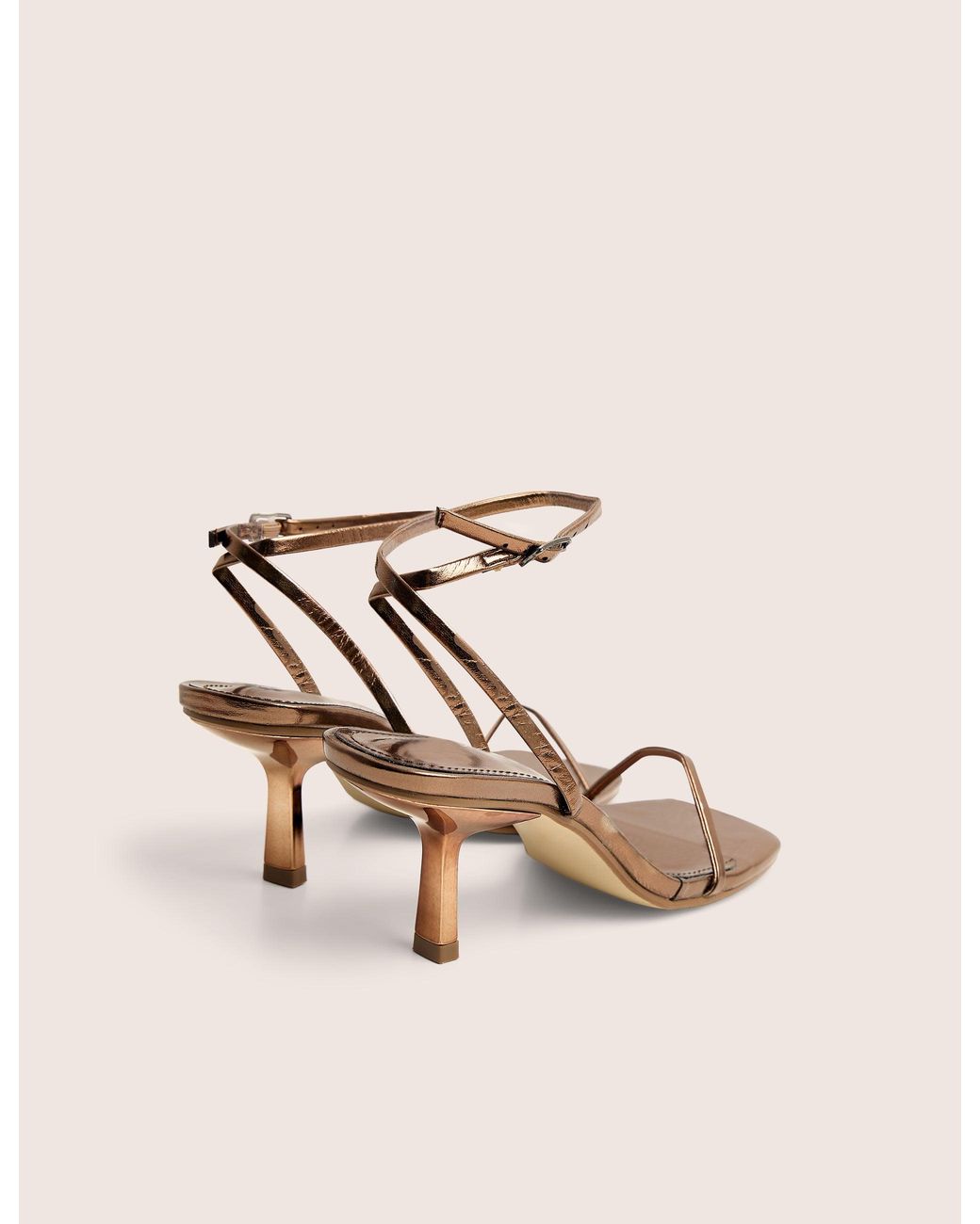 Public Desire Brown Natalya Bronze Barely There Square Toe Stiletto Mid Heels