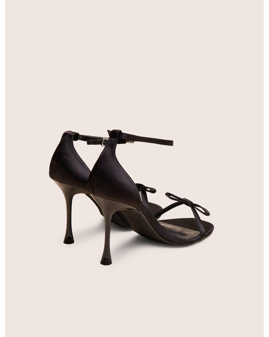 Public Desire Natural Novie Black Ankle Strap Bow Detail Heels