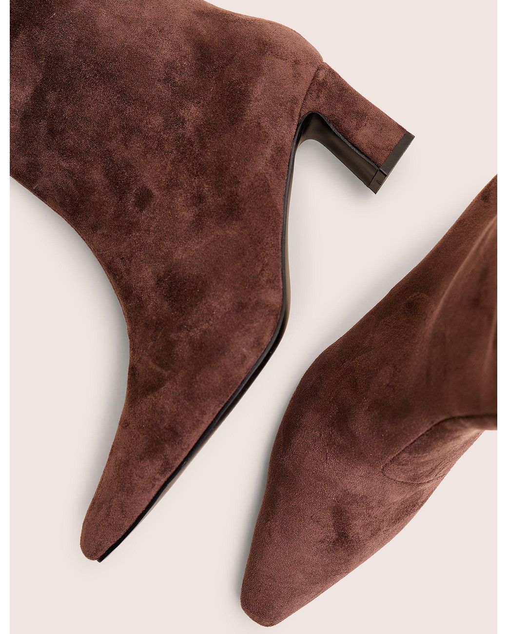 Public Desire Multicolor Boomer Brown Suedette Pointed Toe Knee High Mid Heel Boots