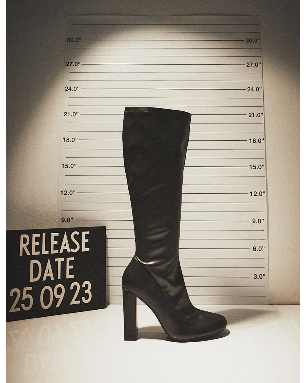 Public Desire Multicolor Christina Black Pu Pointed Toe Block Heel Knee High Boots