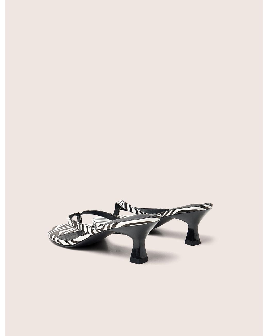 Public Desire Natural Evermore Zebra Black And White Thong Kitten Heeled Sandals