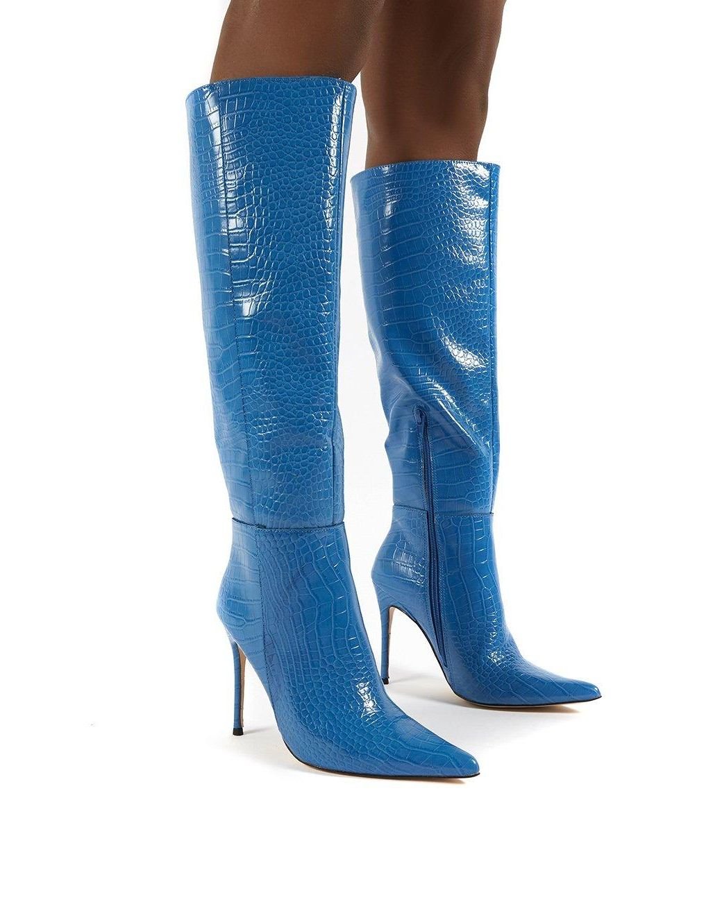 electric blue thigh high boots