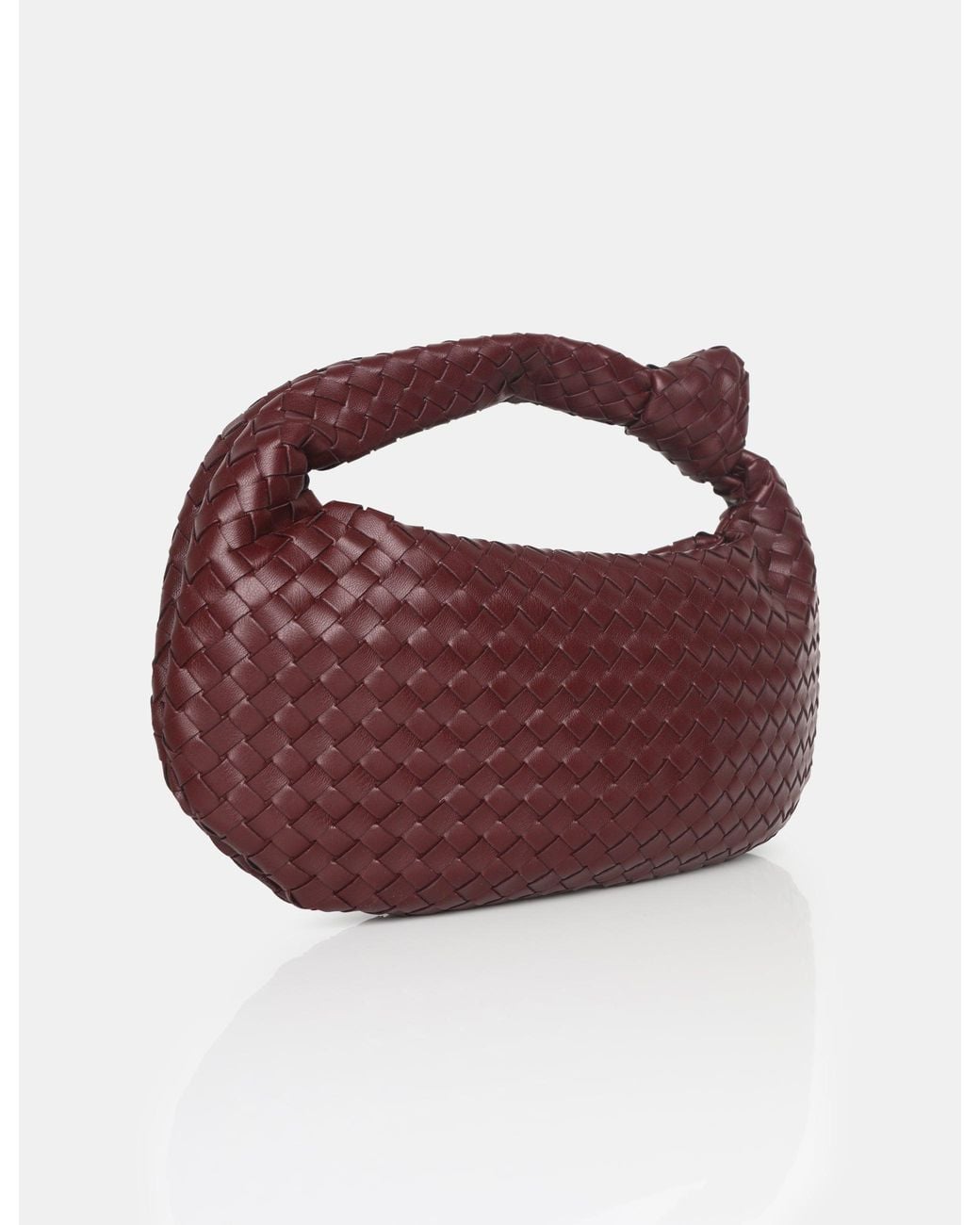 Public Desire Purple The Blame Burgundy Woven Pu Knot Detail Mini Grab Bag