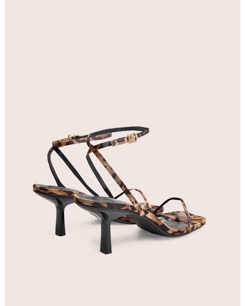 Public Desire Natural Natalya Leopard Print Barely There Mid Heels