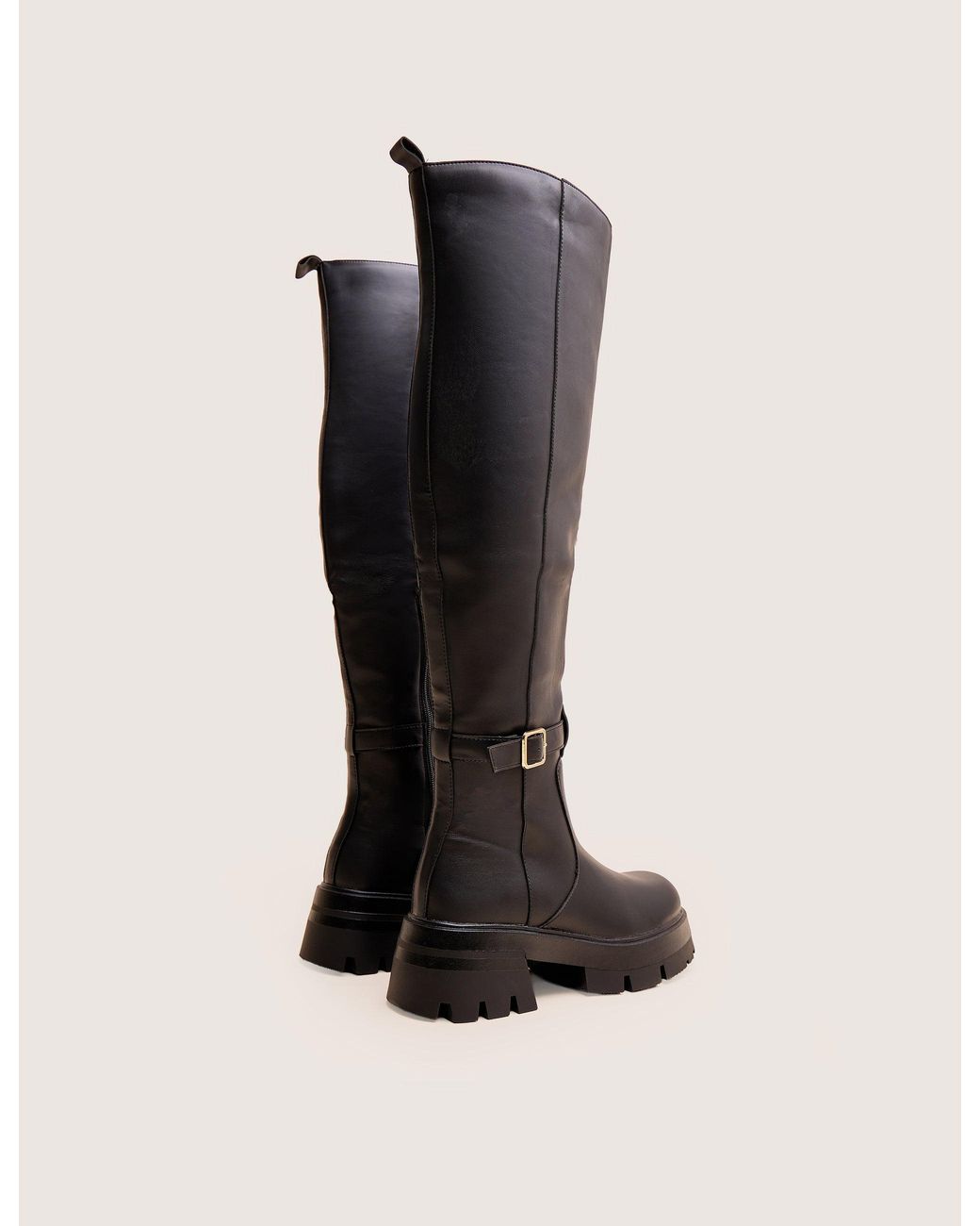 Public Desire Zelda Black Pocket And Zip Detail Over The Knee Boots