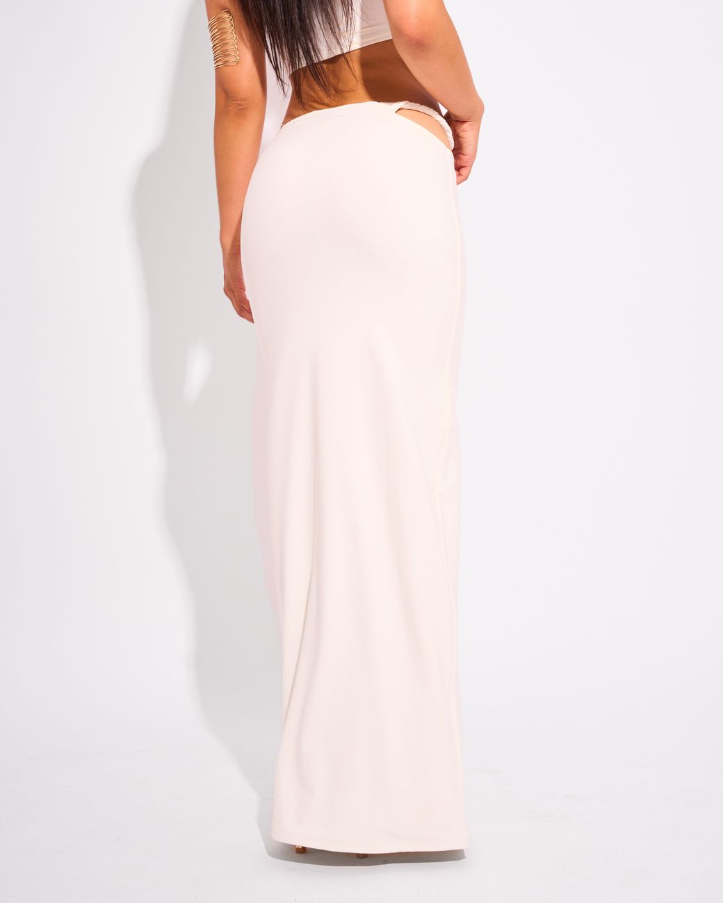 Public Desire Slinky Twist Strap Maxi Skirt White