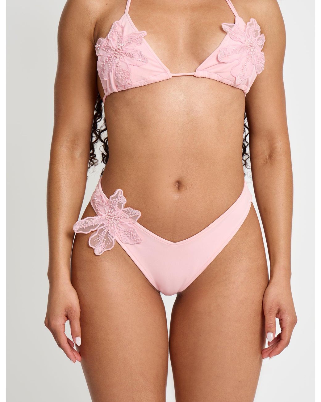 Public Desire Brown Bikini Top With Floral Corsage Pink