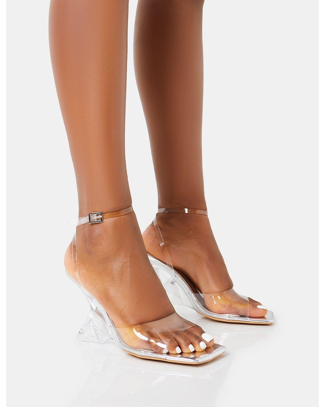 Public Desire Twin Flame Silver Mirror Clear Perspex Wrap Around