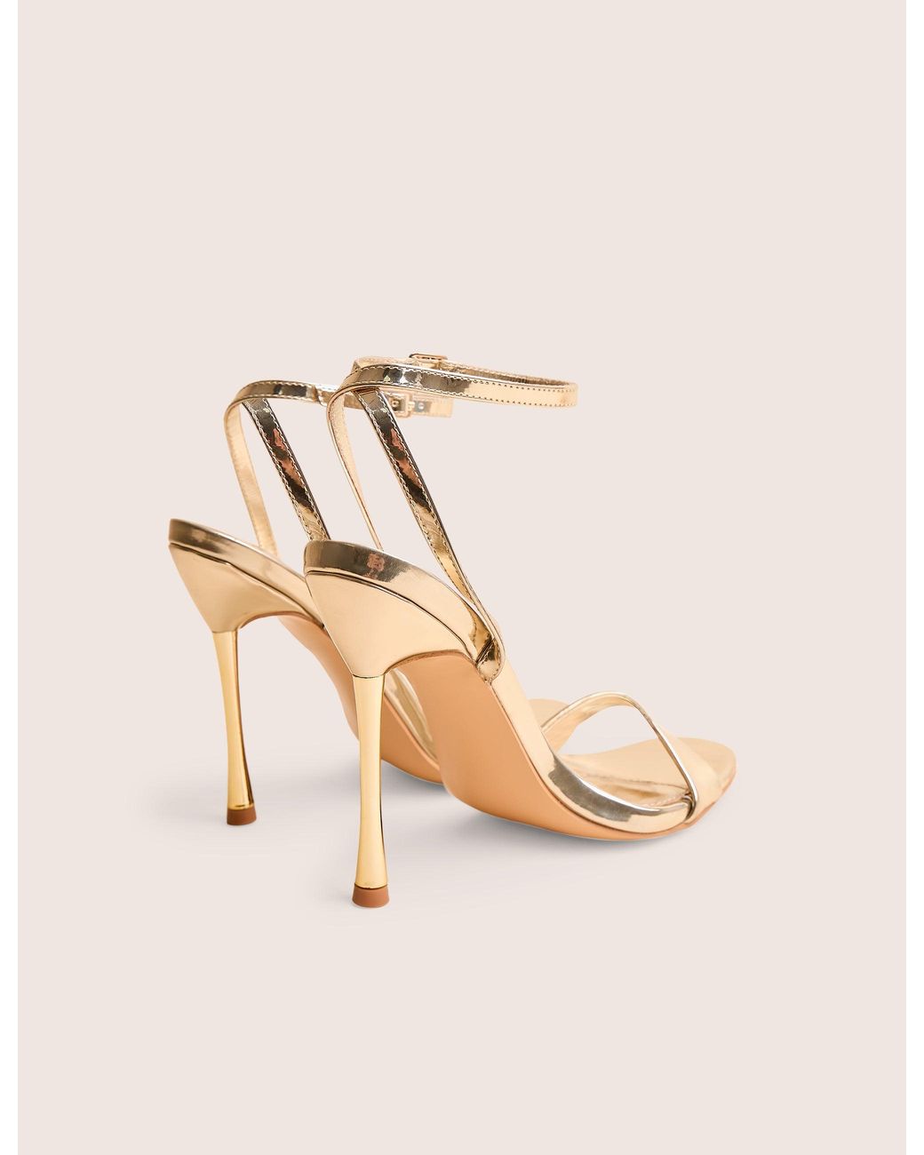 Public Desire White Soho Gold Metallic Barely There Strappy Stiletto Heels