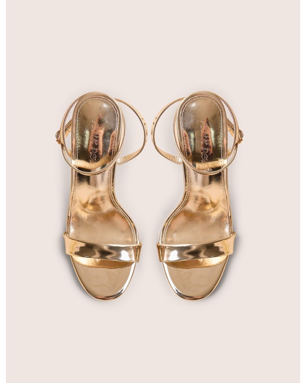 Public Desire White Soho Gold Metallic Barely There Strappy Stiletto Heels