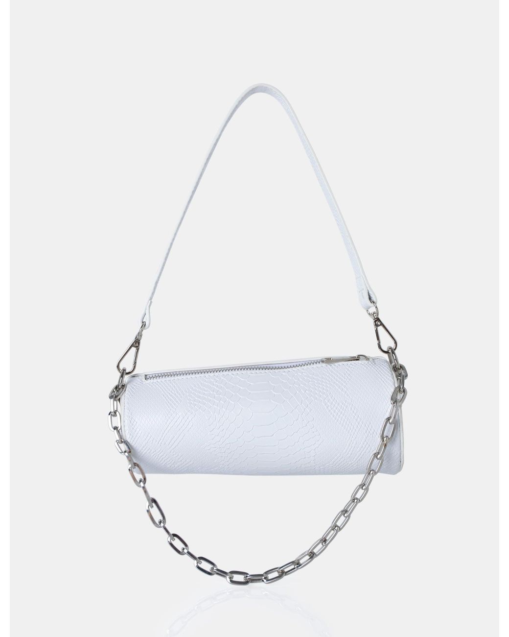 Public Desire The Claudia White Croc Shoulder Bag