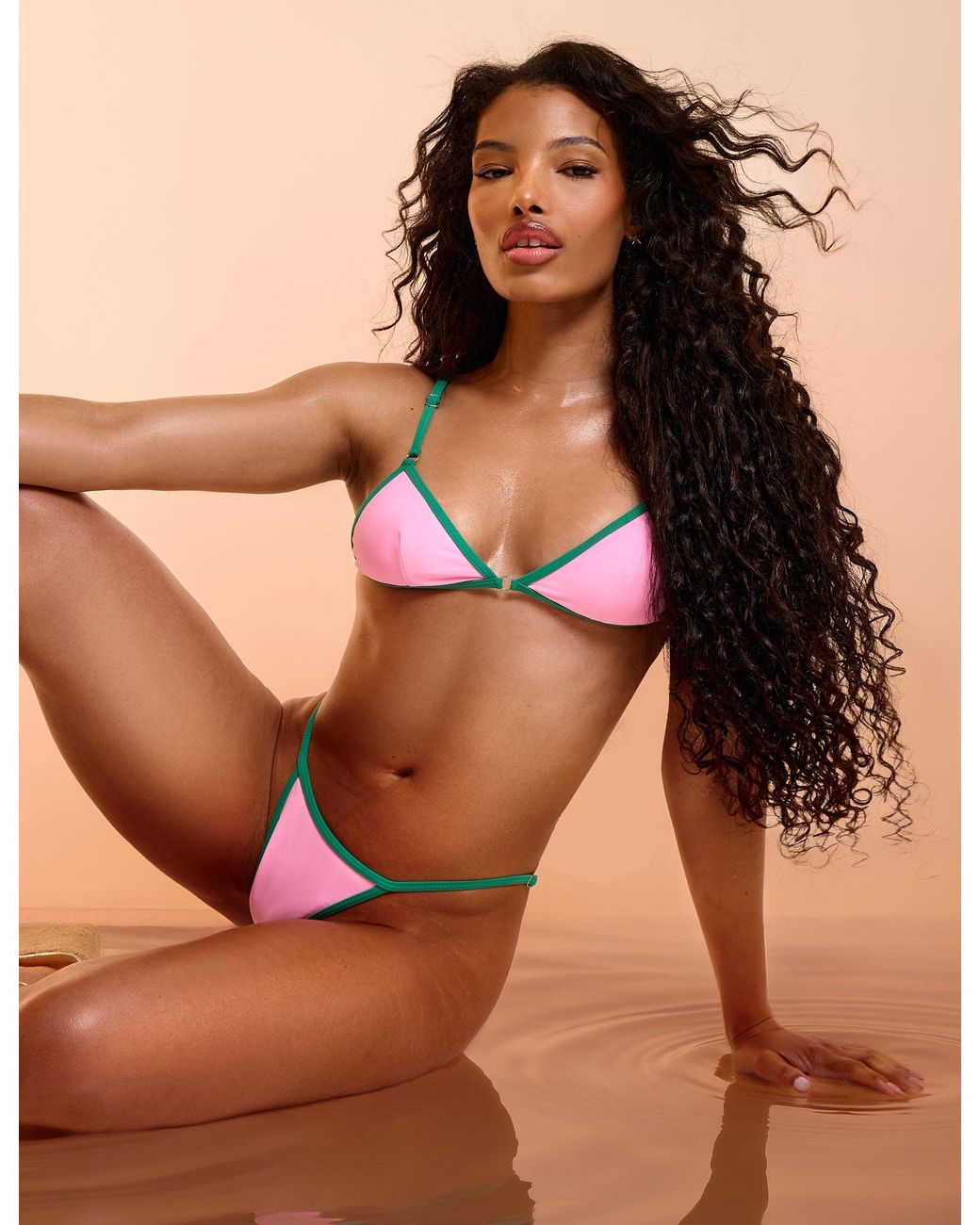 Public Desire Brown Strappy Contrast Bikini Set