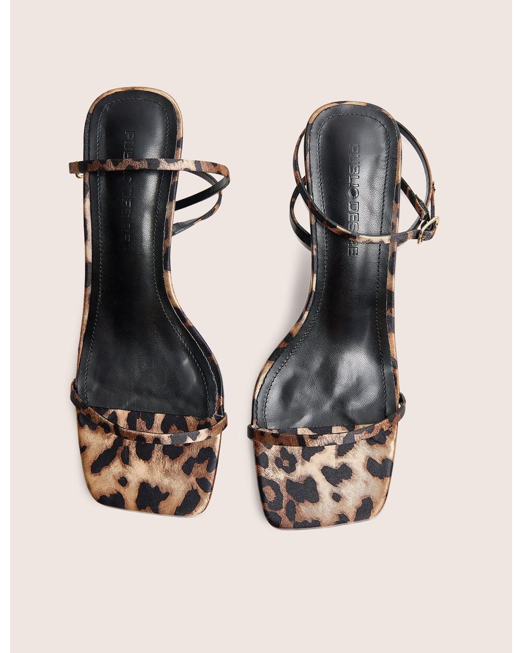 Public Desire Natural Natalya Leopard Print Barely There Mid Heels