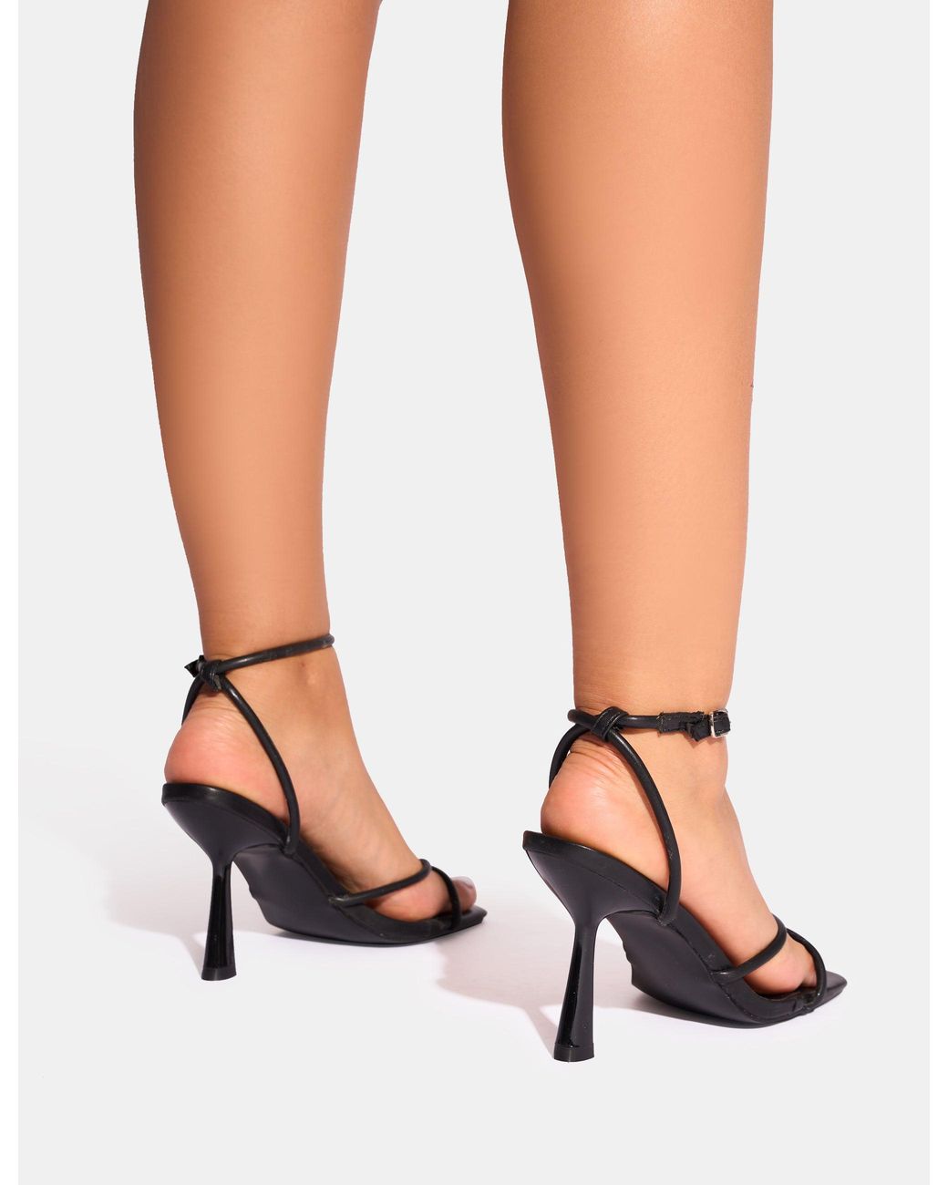 Public Desire Multicolor Bree Black Patent Barely There Square Toe Mid Heels