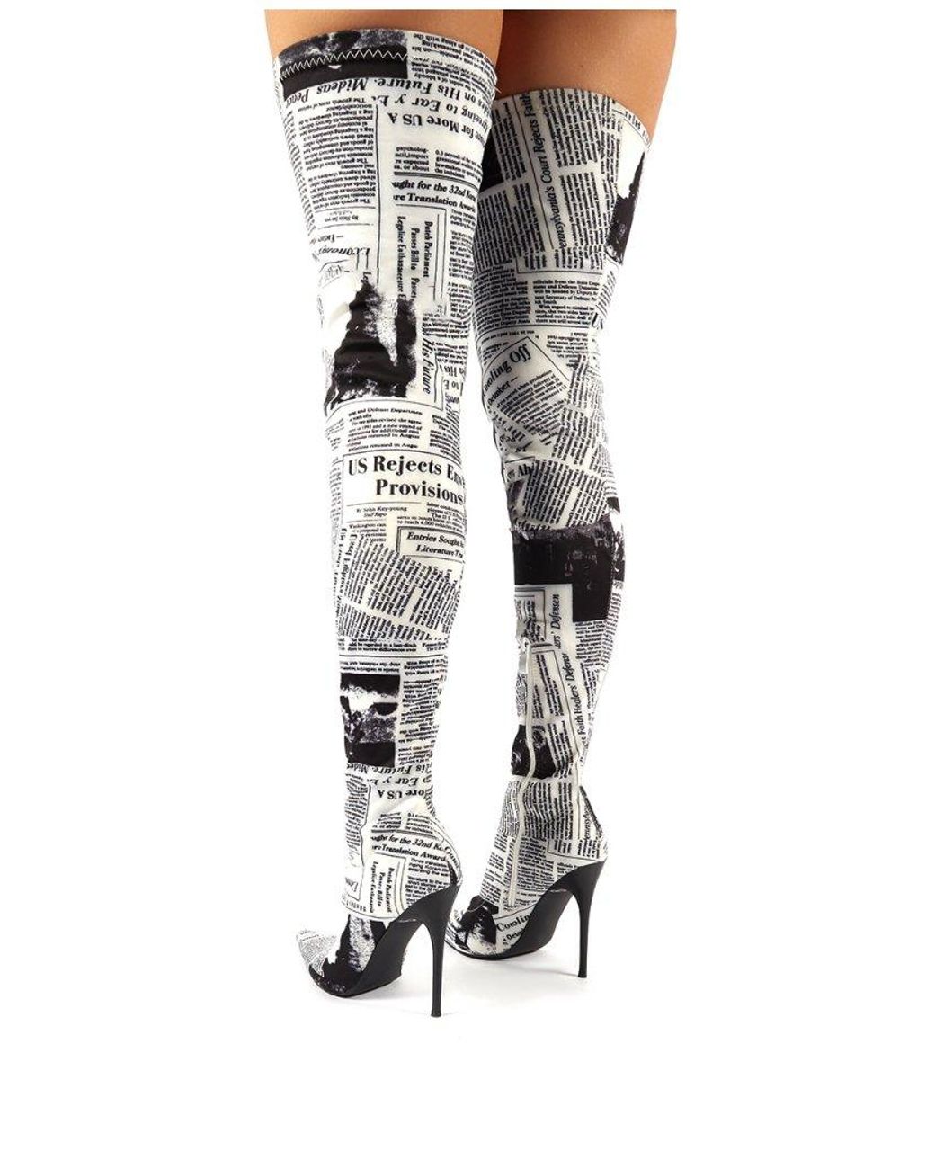Newspaper print boots sale