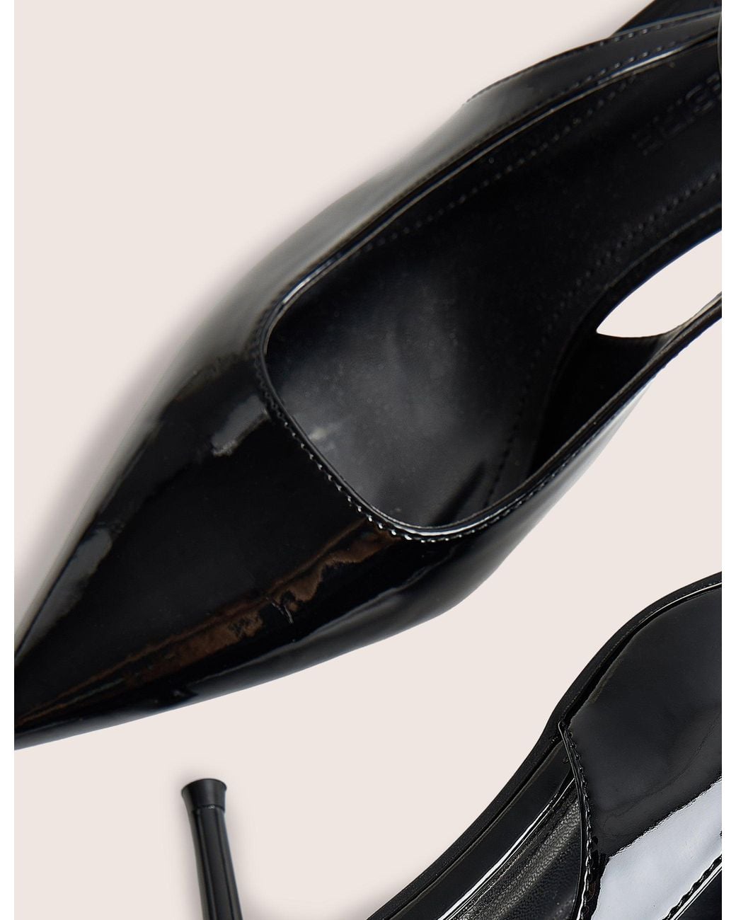 Public Desire Natural Louis Black Ankle Strap Court Mid Heels
