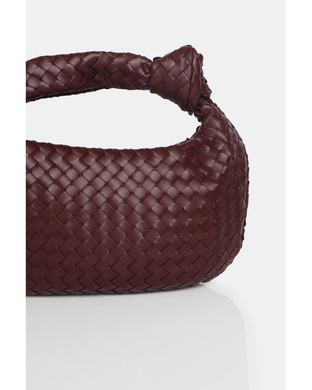 Public Desire Purple The Blame Burgundy Woven Pu Knot Detail Mini Grab Bag
