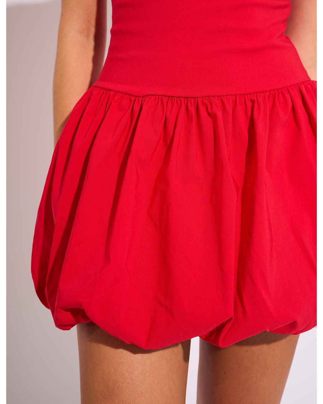 Public Desire Plunge Bubble Hem Mini Dress Red