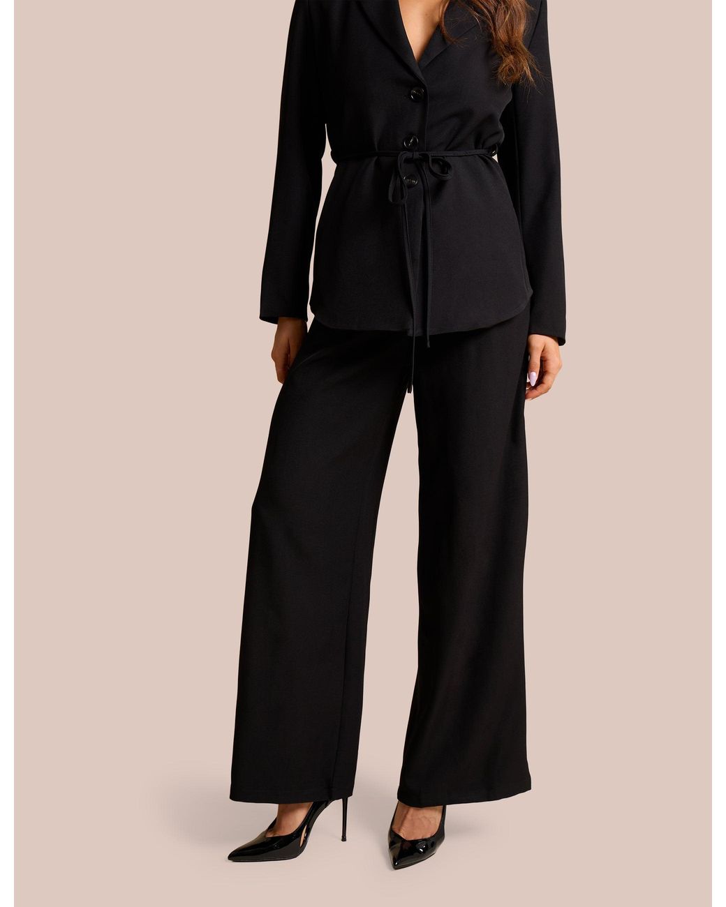 Public Desire Natural High Waist Tailored Wide Leg Trouser Black