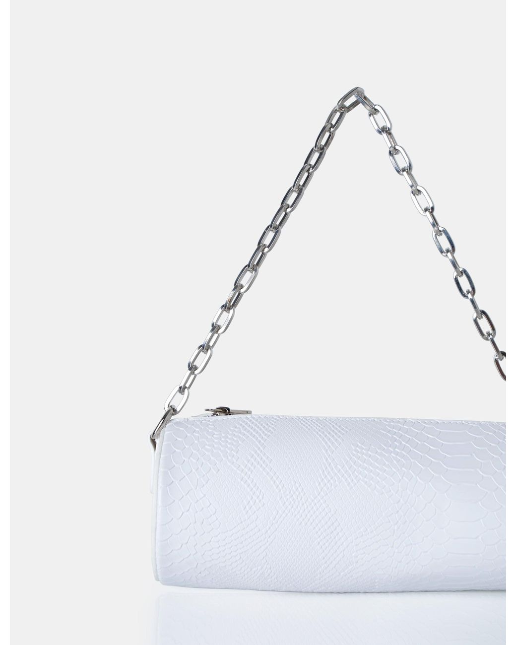Public Desire The Claudia White Croc Shoulder Bag