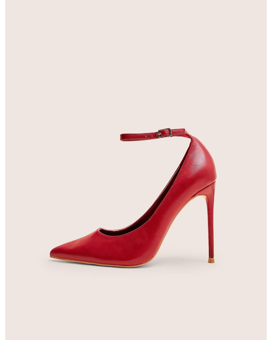Public Desire Pink Chantilly Red Ankle Strap Detail Court Shoes