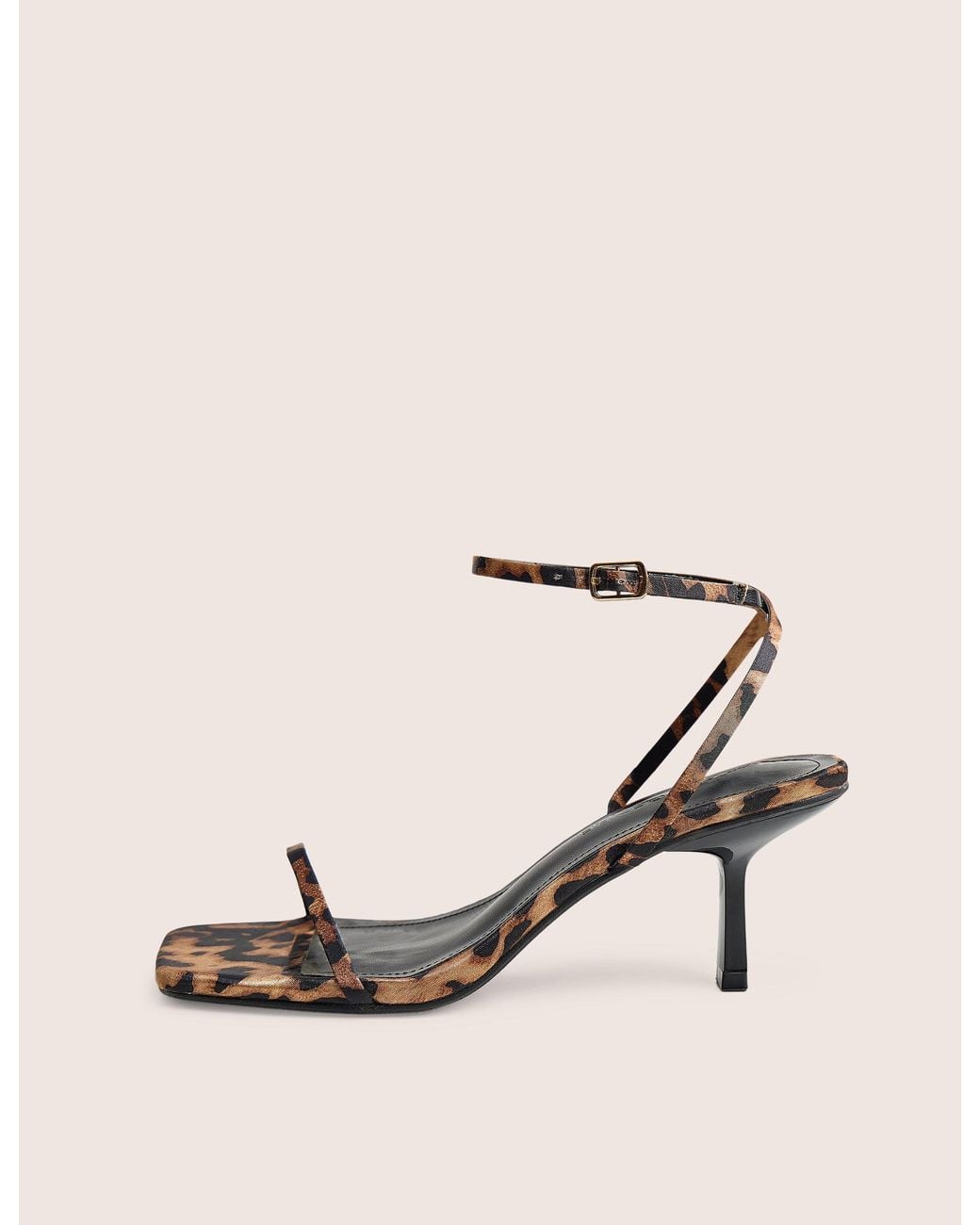 Public Desire Natural Natalya Leopard Print Barely There Mid Heels