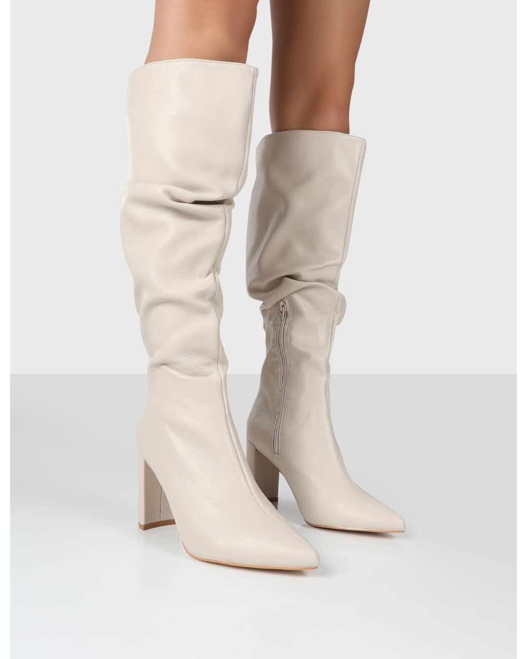 Pu knee deals high boots