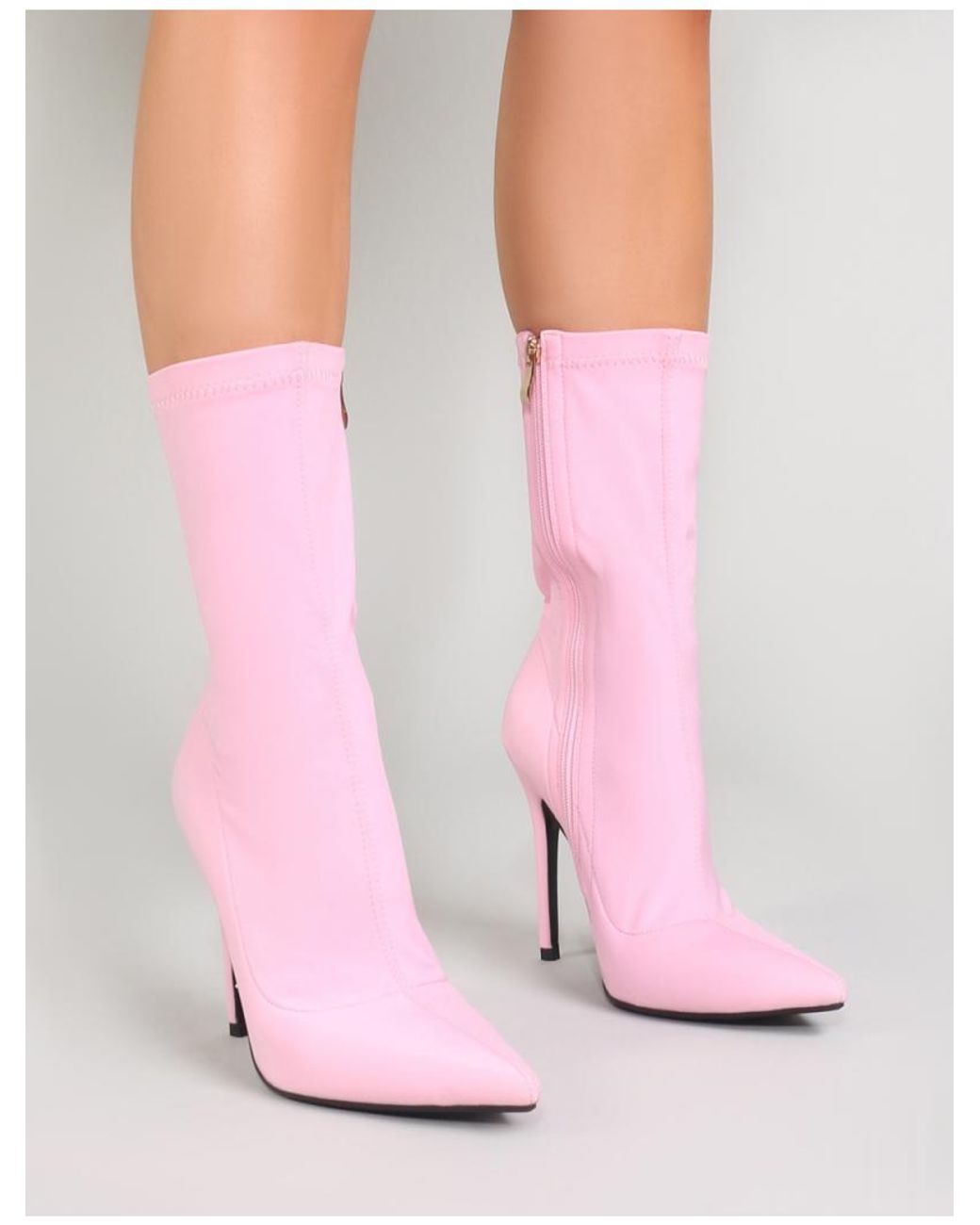 Public Desire Direct Pointy Sock Boots In Baby Pink | Lyst