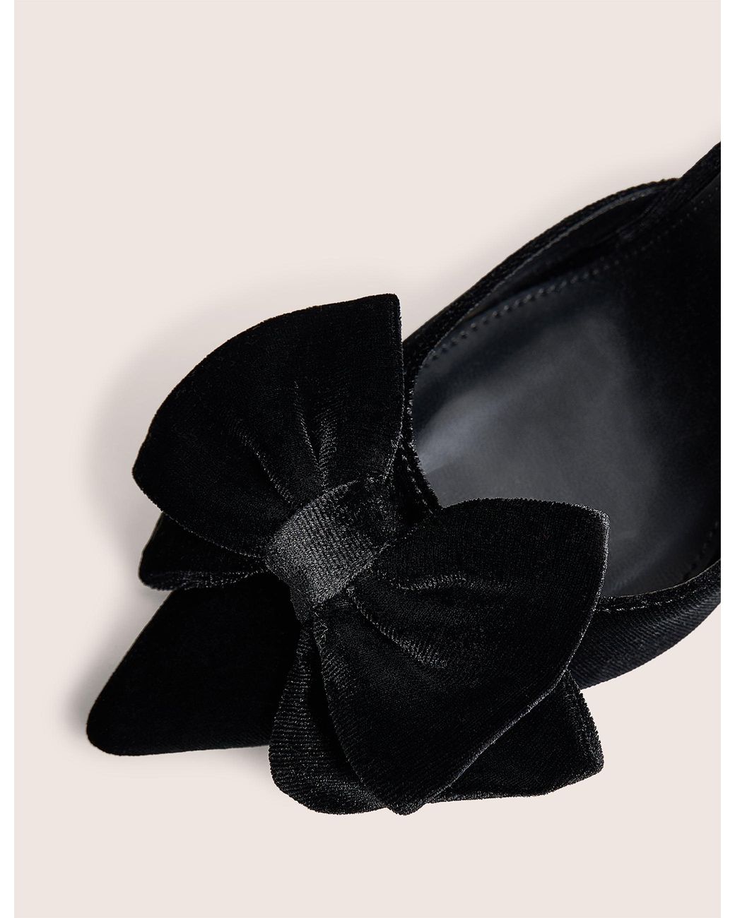 Public Desire Natural Pepper Black Velvet Bow Detail Slingback High Heels