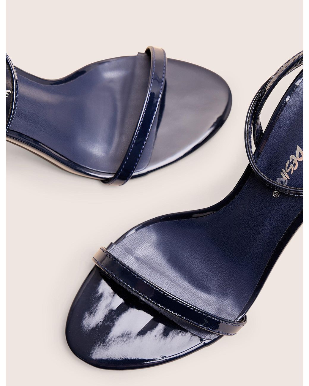Public Desire Natural Selene Navy Patent Curved Heels Barely There