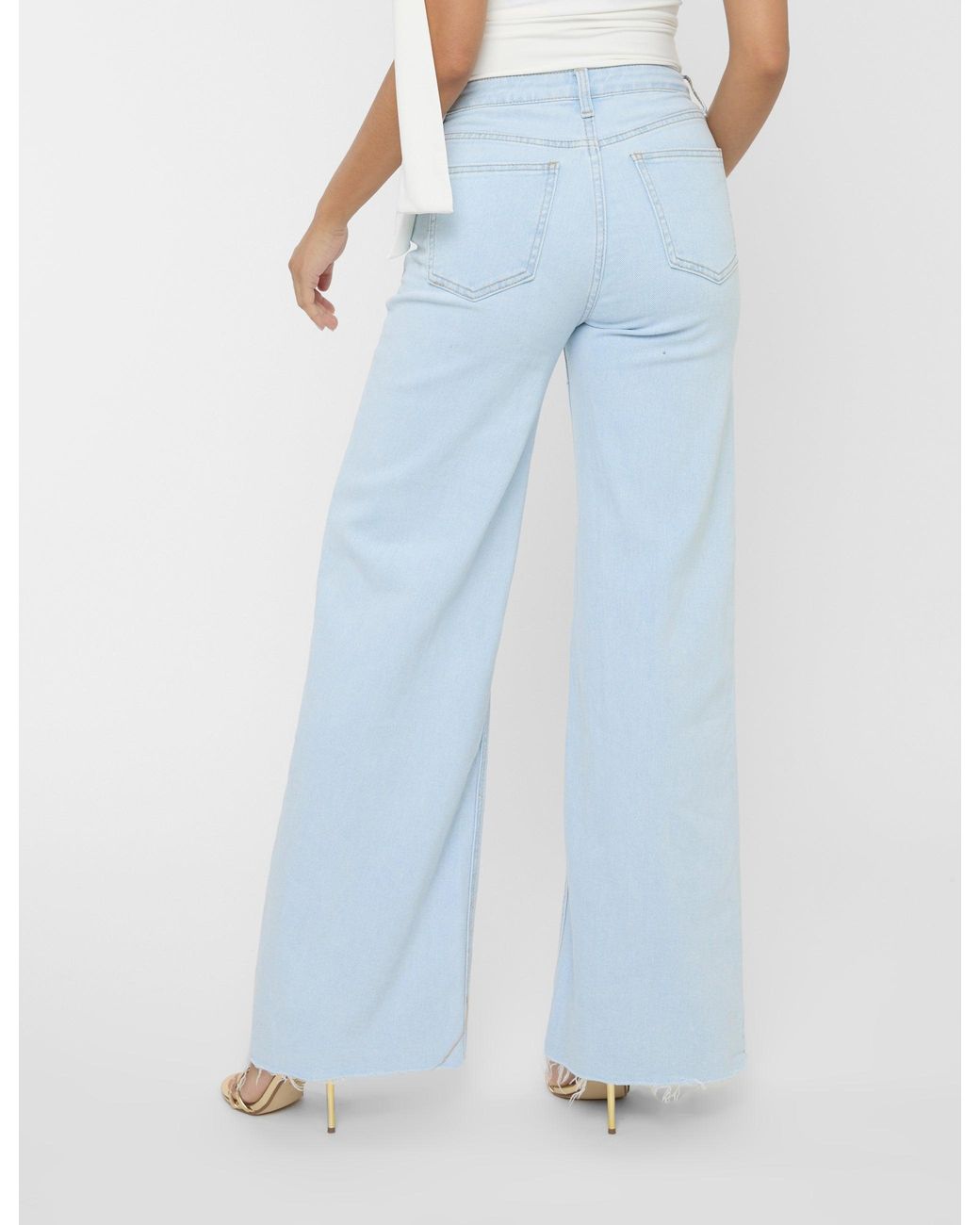 Public Desire Mid Rise Wide Leg Jeans Light Blue