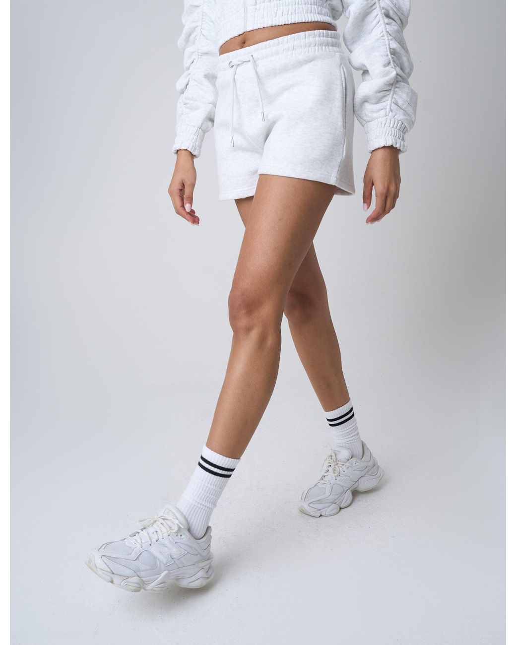 Public Desire Blue Sweat Shorts Grey Marl