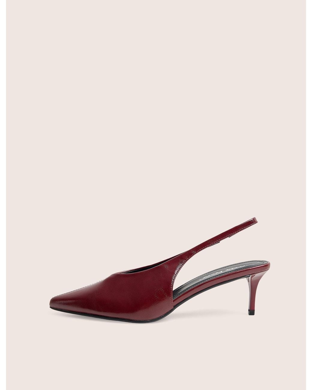 Public Desire Pink Lychee Burgundy Pu Strappy Mid Heel Court Slingback