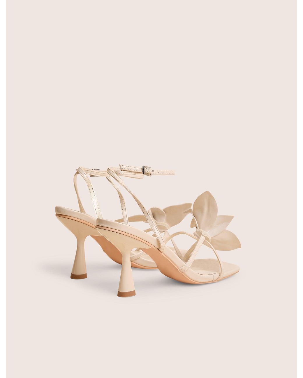 Public Desire Black Hydrangea Stone Patent Flower Barely There Square Toe Mid Heels