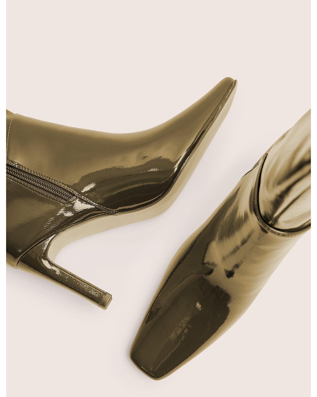 Public Desire Pose Dark Green Zip Up Knee High Slim Block Heeled Boots