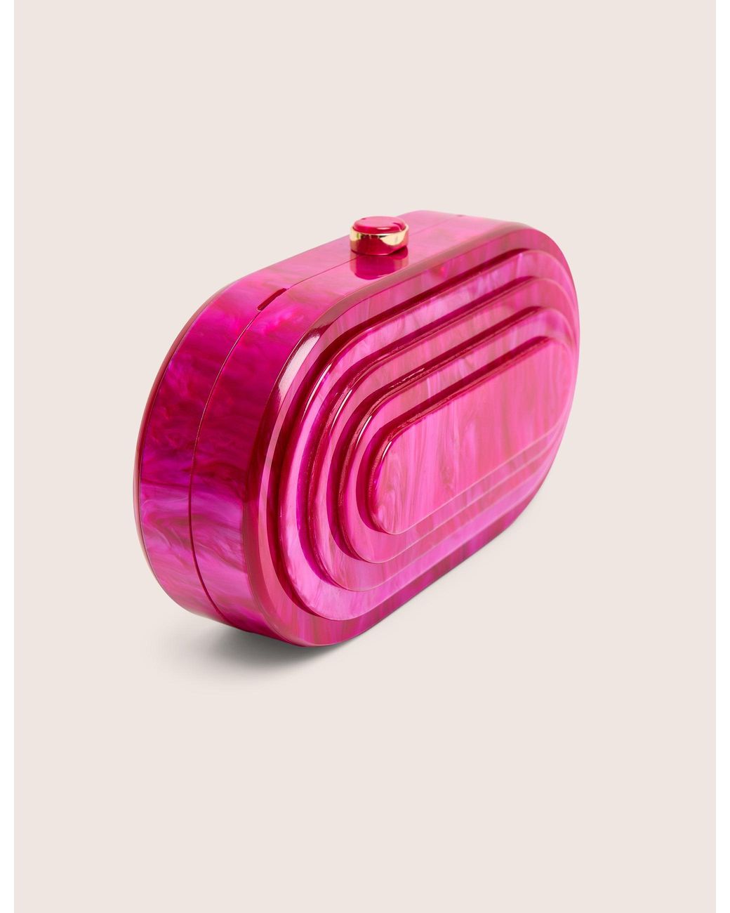 Public Desire Pink The Cleo Marble Resin Oval Clutch Bag