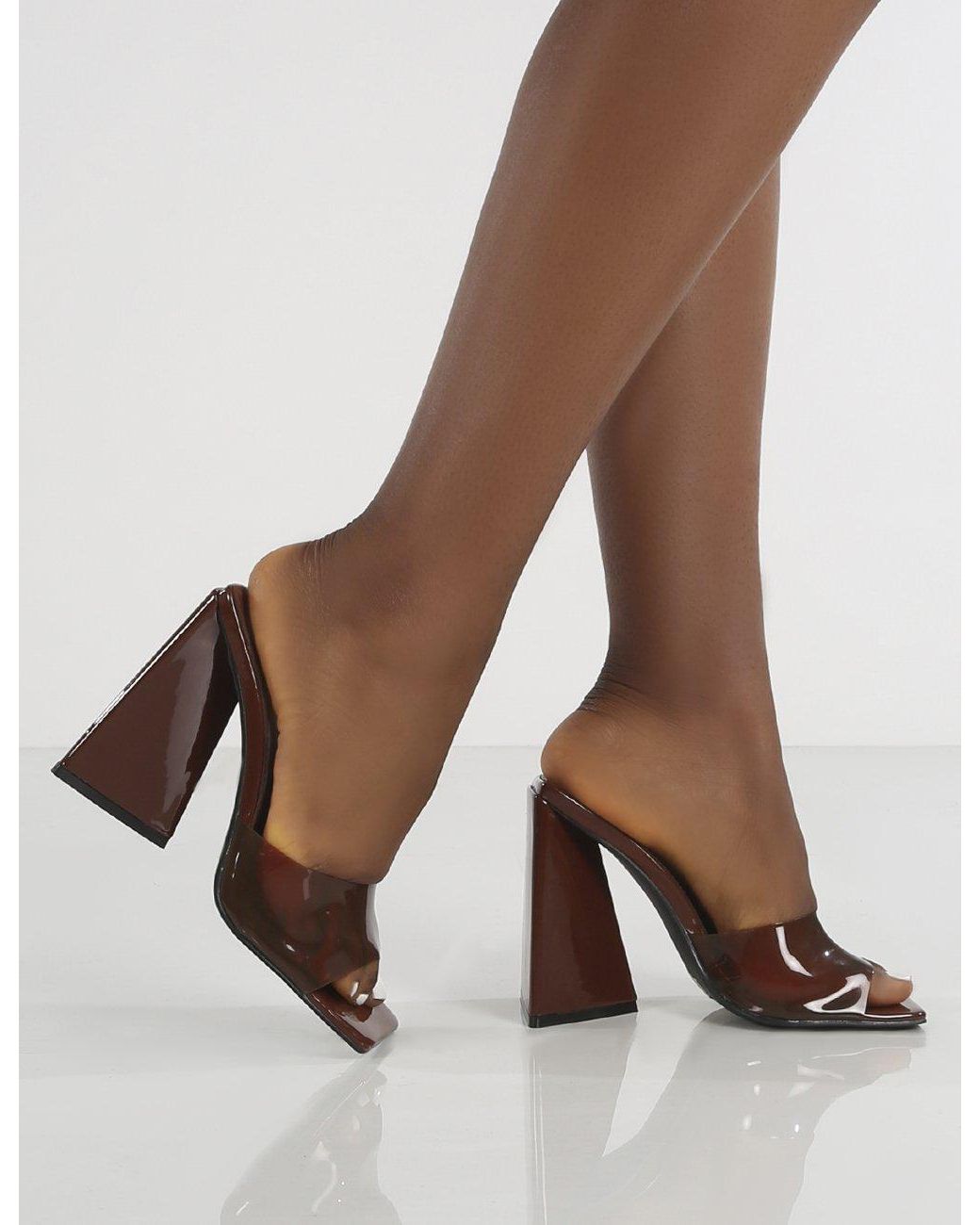 Brown high heel hot sale mules