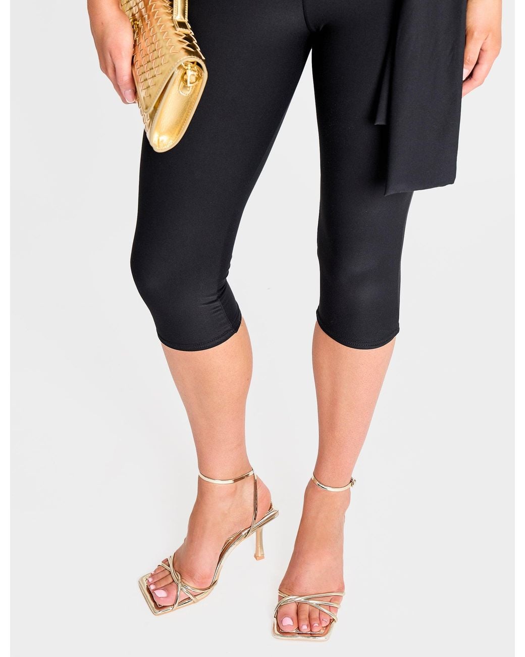 Public Desire Black Fizzy Gold Mirror Pu Square Toe Padded Insole Strappy Barely There