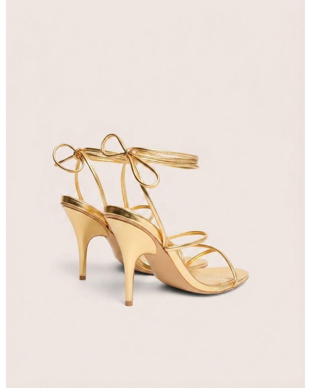 Public Desire Natural Marcel Gold Strappy Ankle Tie High Heels