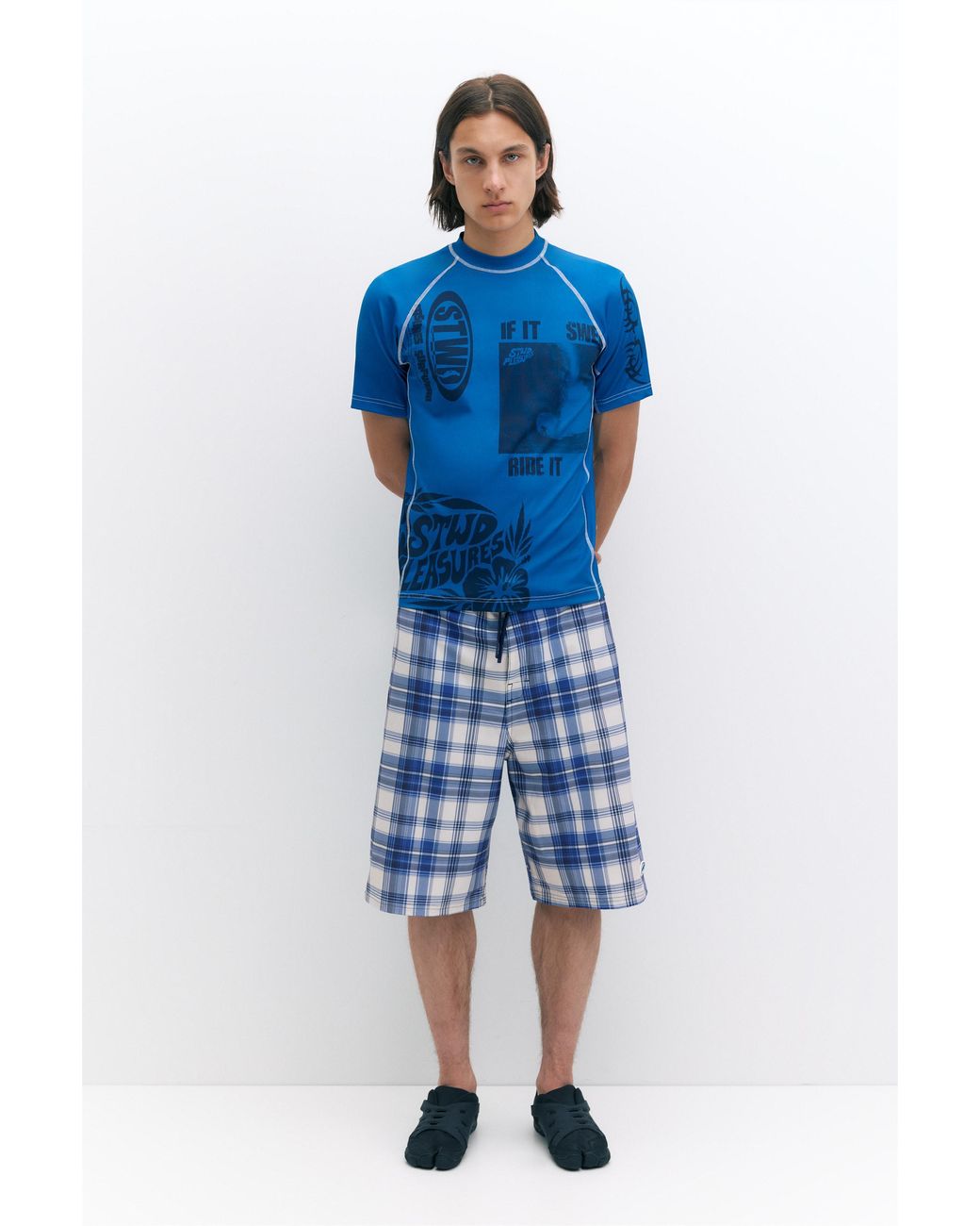 Pull&Bear Blue Pleasures X Stwd Swim Shorts for men