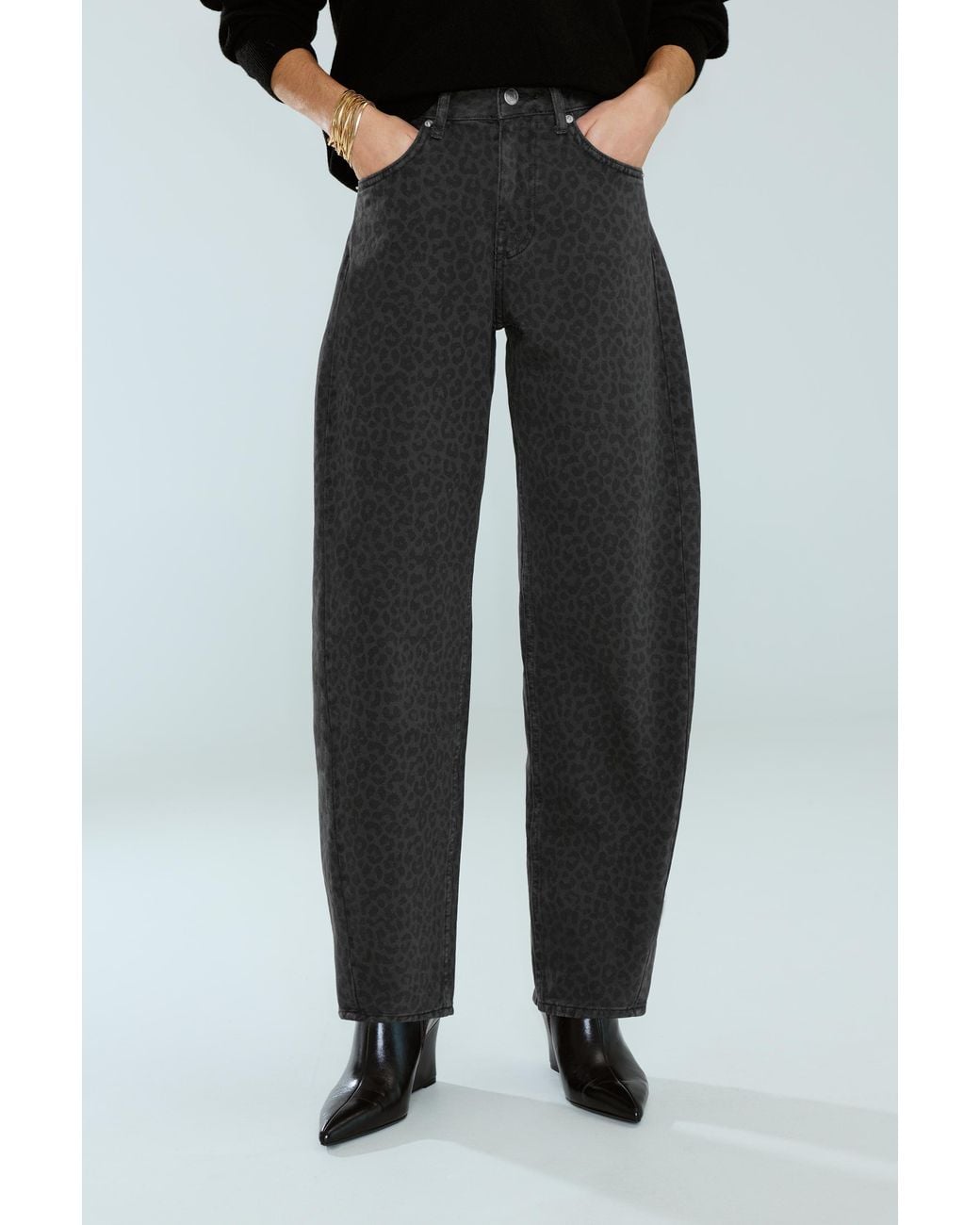 Jean Barrel Léopard Pull&Bear en coloris Gray