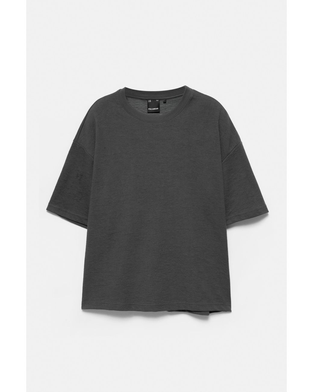 Pull&Bear Black Textured Relaxed Fit T-Shirt for men