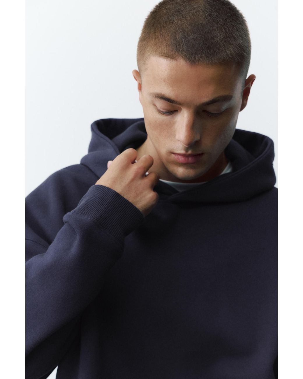 Pull&Bear Blue Boxy Fit Hoodie for men