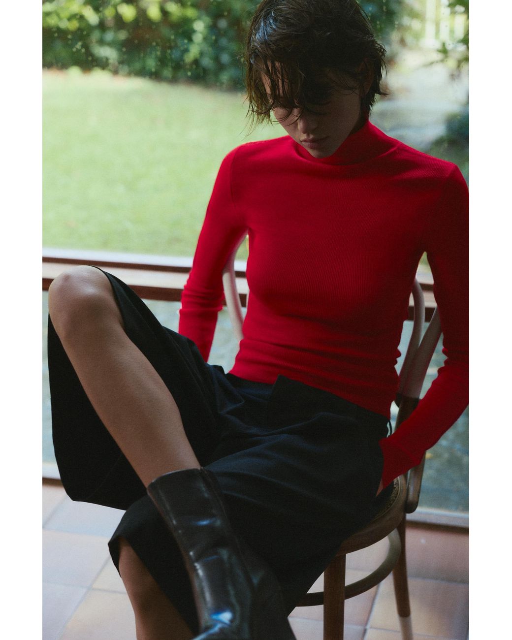 Pull&Bear Red High Neck Jumper