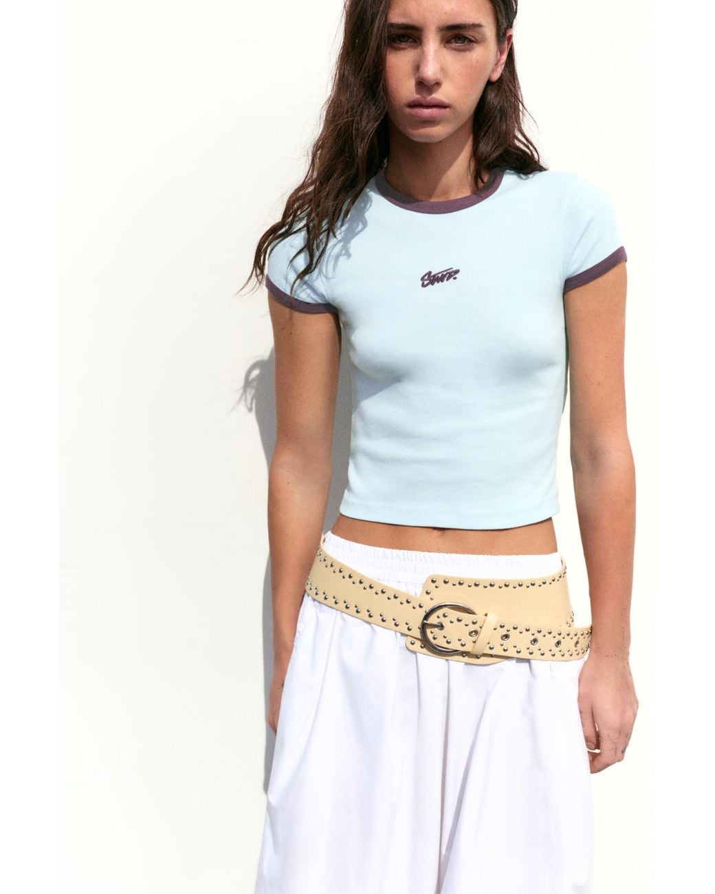 Pull&Bear White Stwd Graphic T-Shirt