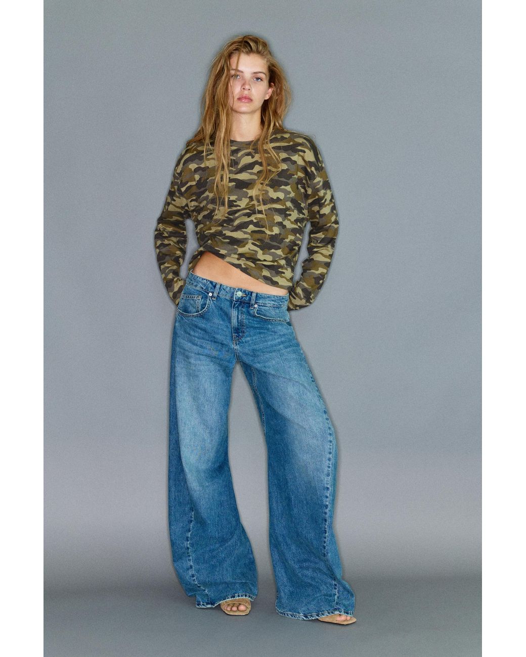 Pull&Bear Blue Long Sleeve Printed T-Shirt